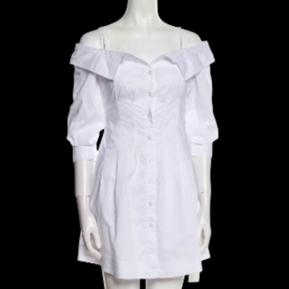 All In Favor LG Off White Button-Up Dress